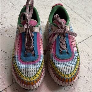 Chloe Multicolor Pink Blue Green Lace-Up Sneakers